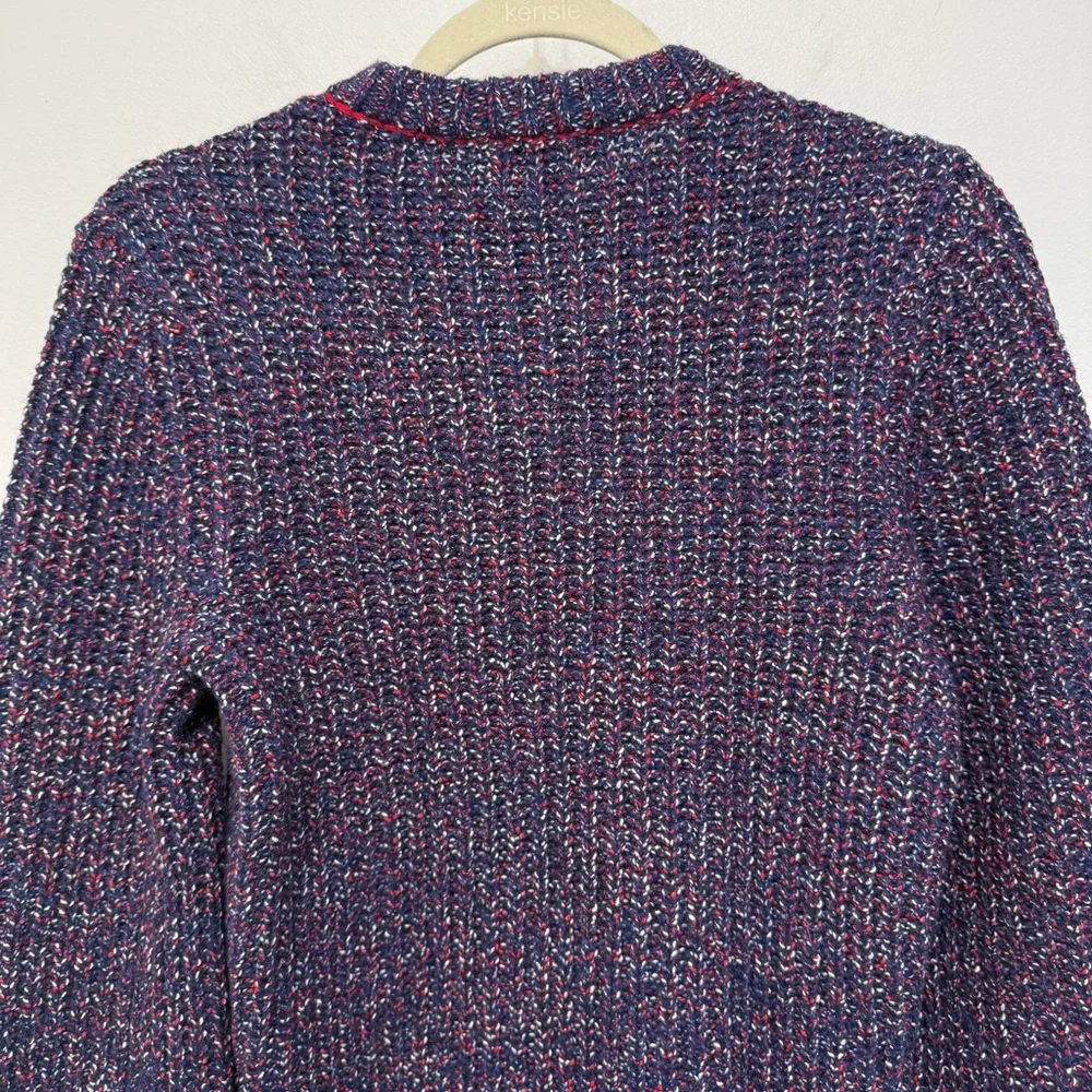 Rag & Bone Cheryl Rib Knit Sweater Navy Blue Red Wool Blend Women's XS Classic